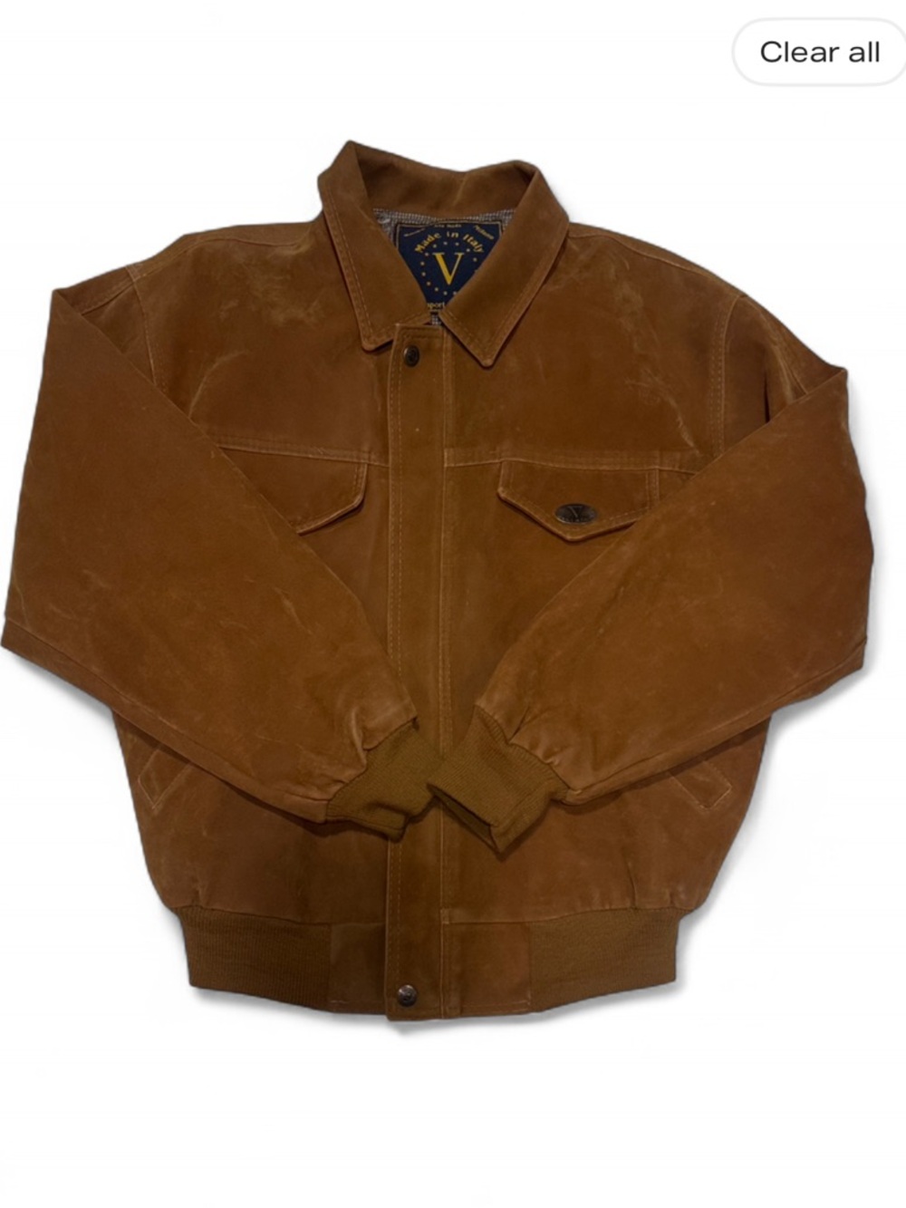 Vintage Brown Suede Bomber Jacket by Vintage